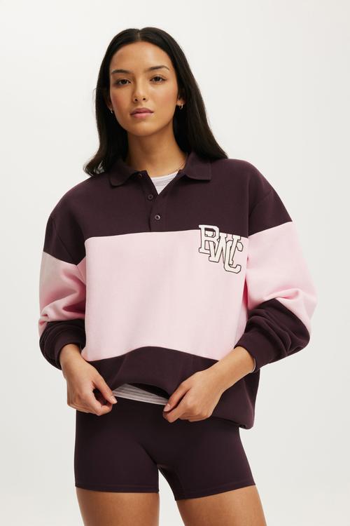 Plush Graphic Rugby Sweatshirt - Italian Plum/Bwc