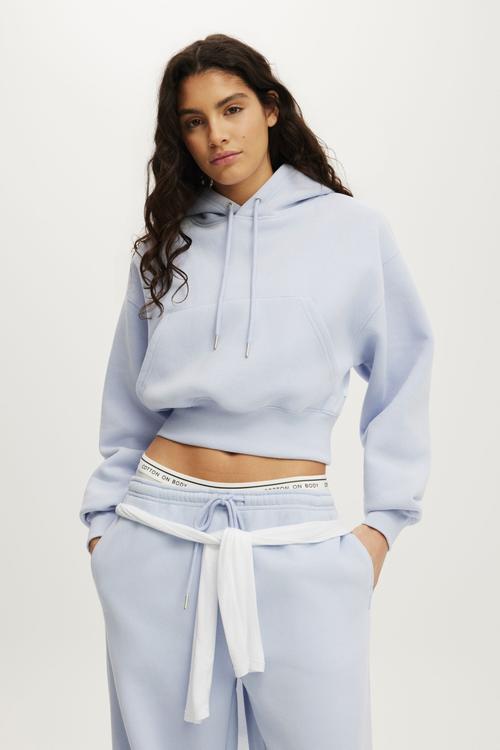 Plush Cropped Bubble Hoodie - Violet Blue