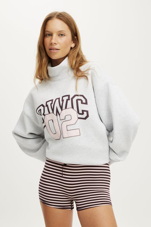 Plush Funnel Neck Sweatshirt - Cloudy Grey Marle/Bwc