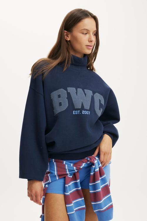 Plush Funnel Neck Sweatshirt - Prep Sport Navy/Bwc