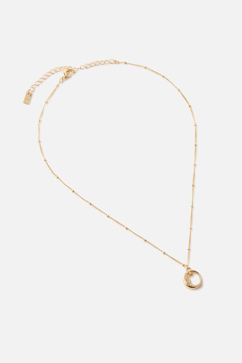 Pendant Necklace - Up Gold Pearlescent Moon