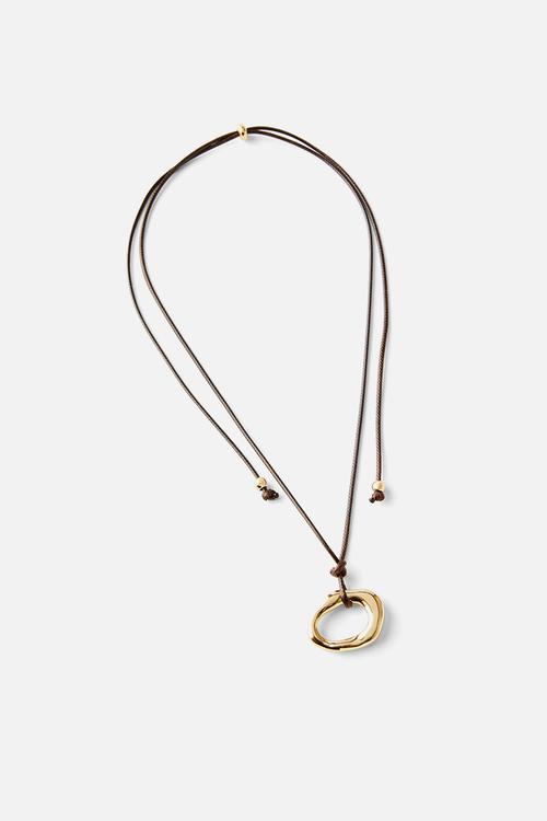 Cord Pendant Necklace - Gold