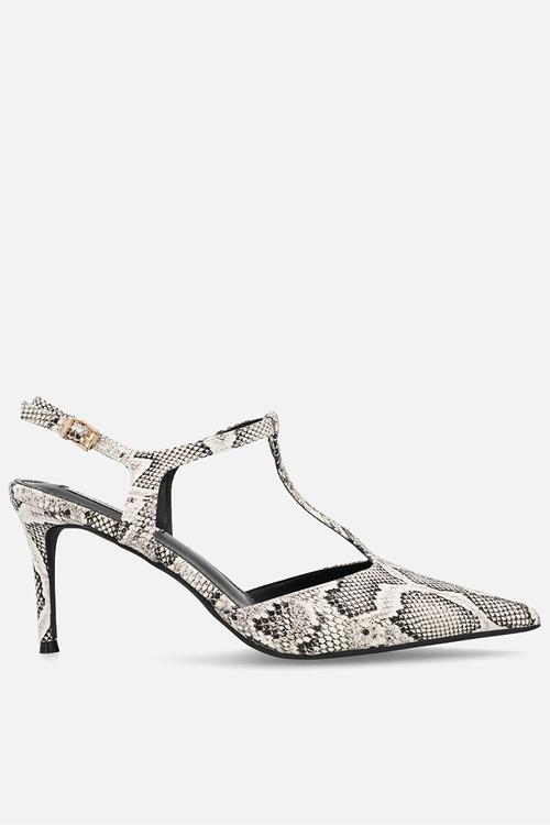 Quincy close toe slingback heel - white / black