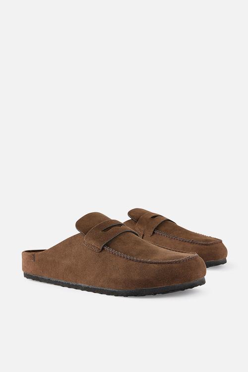 Closed toe buckle slide - tobacco