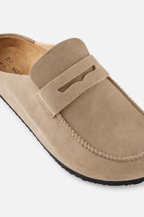 Closed toe buckle slide - taupe