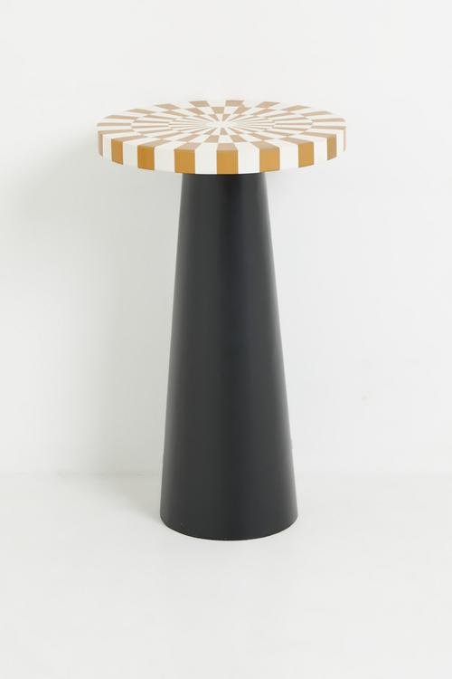 Kalidescope Inlay Side Table Natural & White