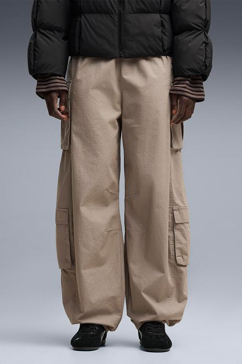 Ess Relaxed Barrel Ripstop Cargo Slouchy Pants - Mouse Gray