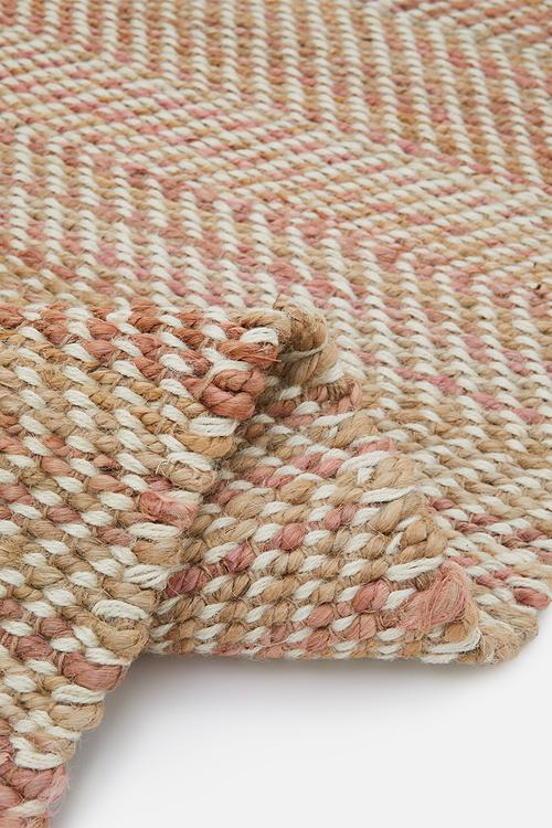 Herringbone Jute Dhurrie Rose