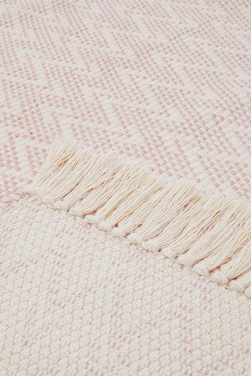 Santi Cotton Woven Geo Rug Pink