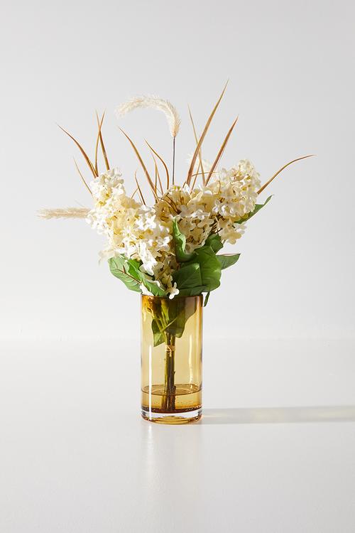 Pmapas Grass & Lilacs In Amber Vase - medium brown