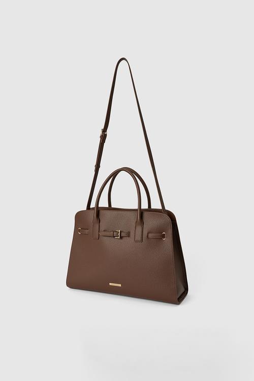 Clara curve buckle tote bag - chocolate