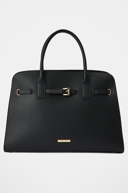 Clara curve buckle tote bag - black