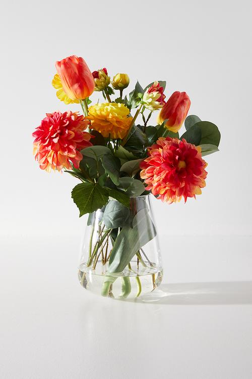 Orange & Red Dahlia In Vase - multi