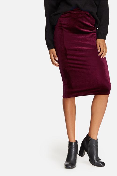Velvet pencil skirt