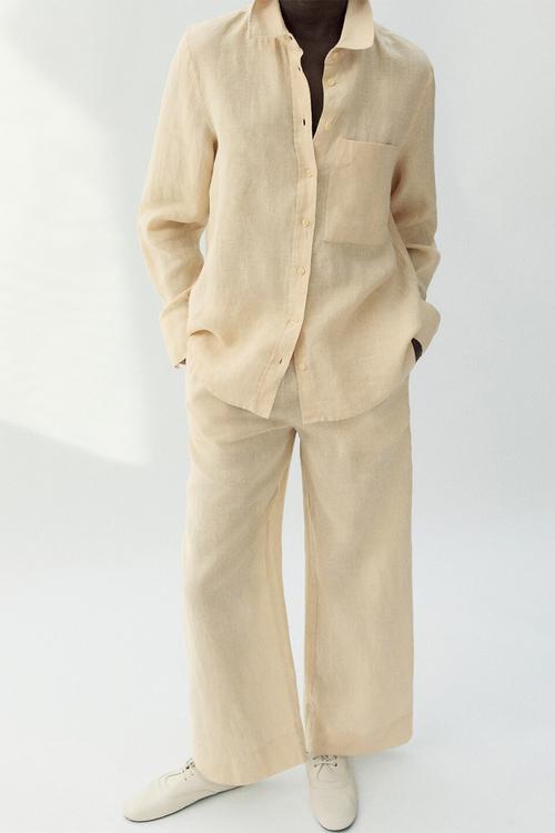 Trousers lino - light/pastel yellow