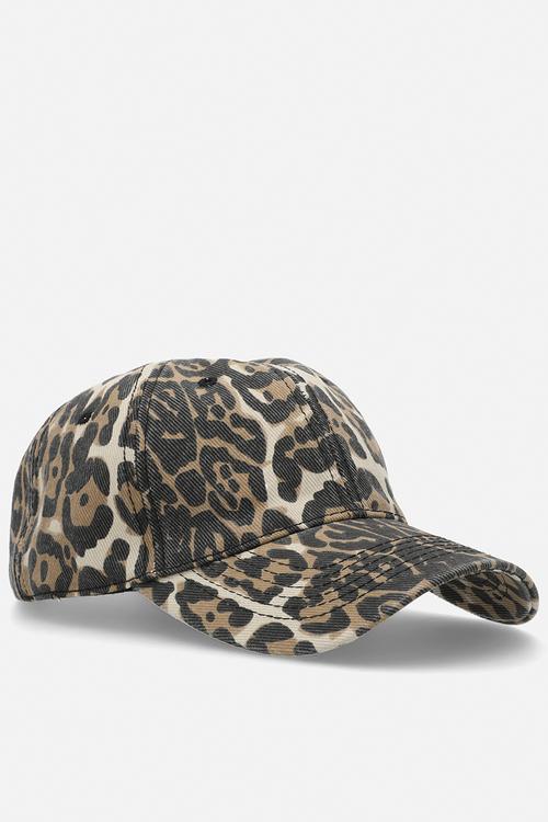 Livia Leopard Print Peak Cap-Brown