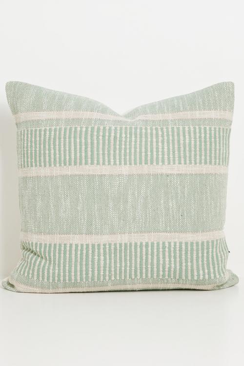 Riley Stripe Cotton Woven Cushion Cover - Sage