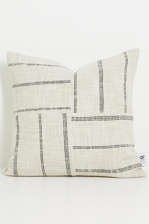 Reese Stripe Cotton Woven Cushion cover - Neutral & Charcoal