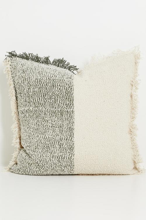Woven Tufted Cushion Cover - Natural & Moss