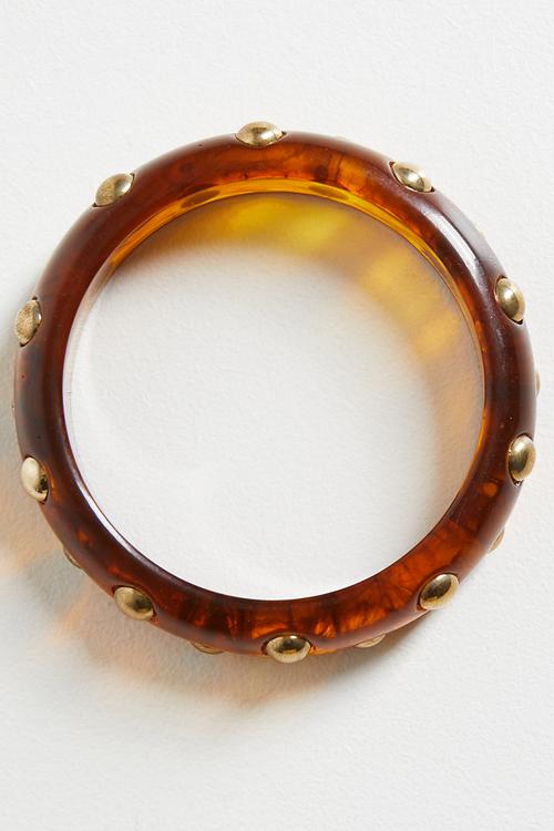 Single Bracelet - Gold Studded Tort Bangle