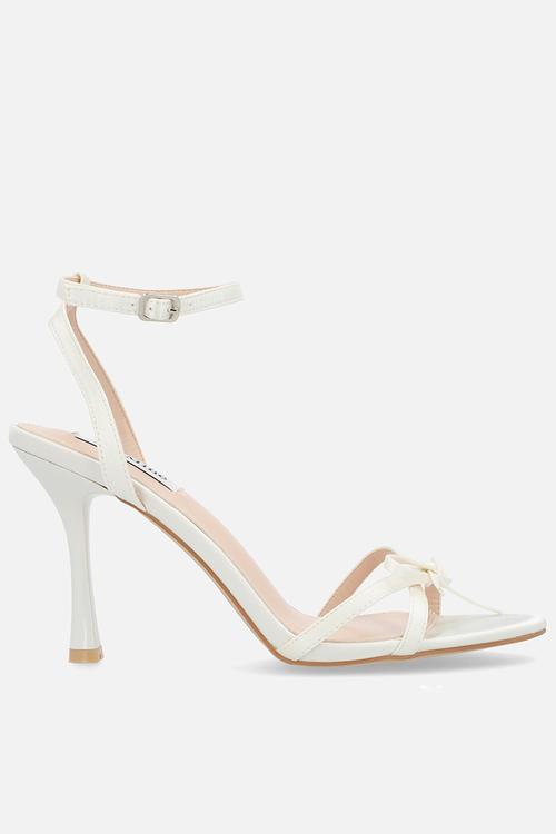Sharly open toe stiletto heel ankle strap - ivory satin