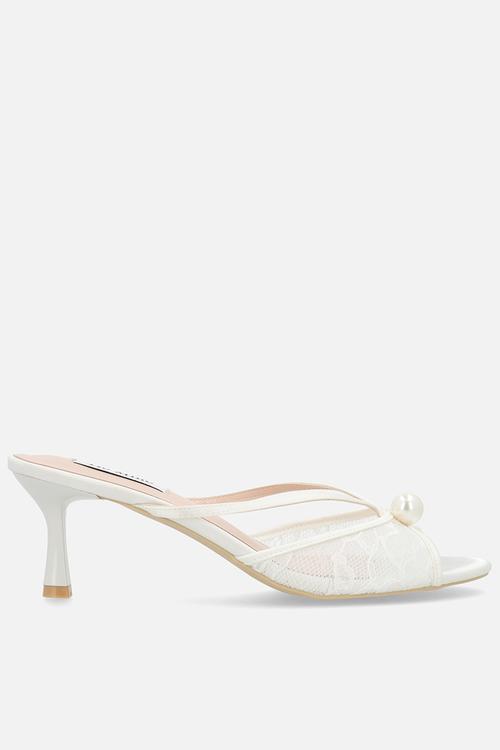 Maya open toe stiletto heel mule - ivory