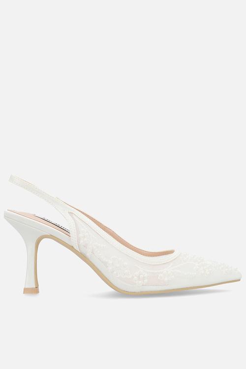 Tania closed toe stiletto heel slingback - ivory 