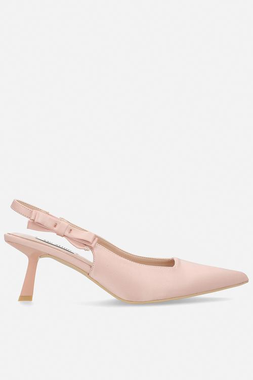 Almeria closed toe stiletto heel slingback - blush satin