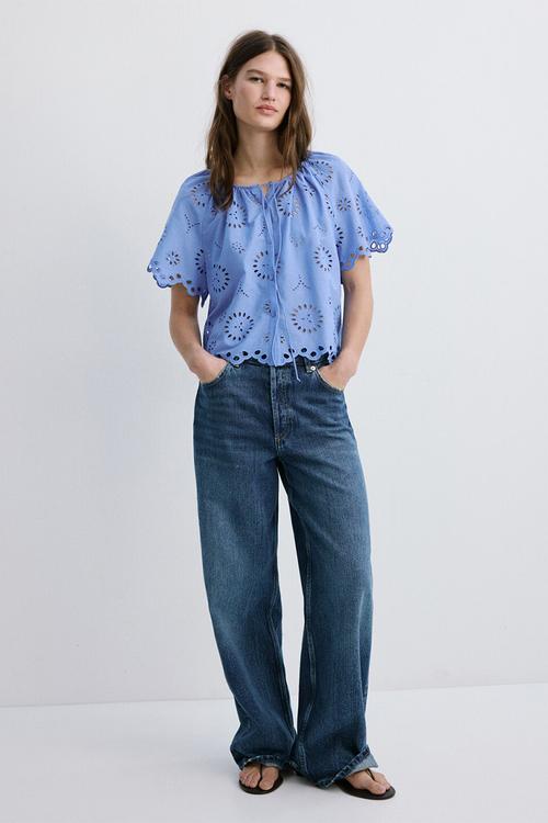 Blouse brotes - medium blue