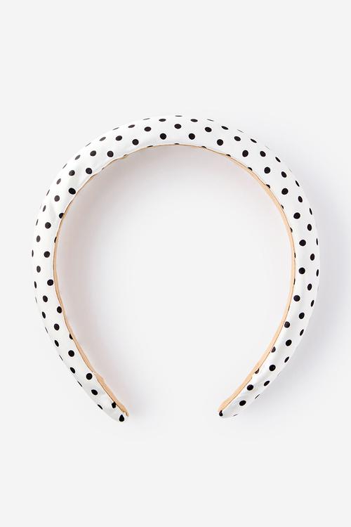 Luxe Headband - White/Satin Polka Dot