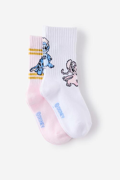 2Pk Lcn Crew Sock - Lcn Dis Lilo & Sitich/Tea Party Pink