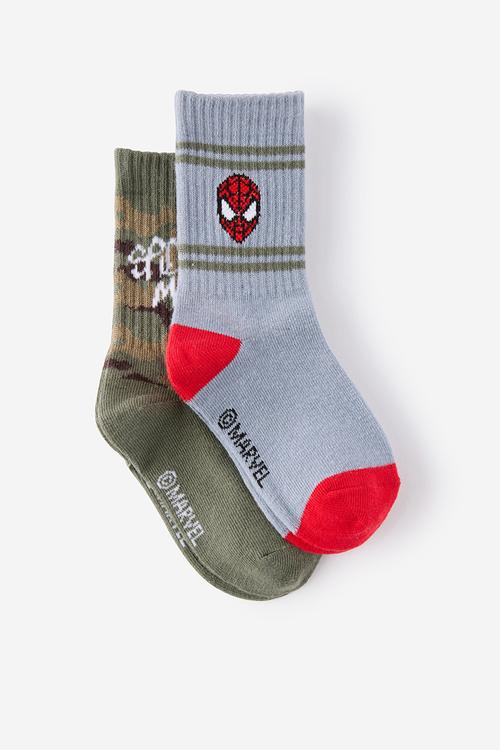 2Pk Lcn Crew Sock - Lcn Mar Spiderman/Camo