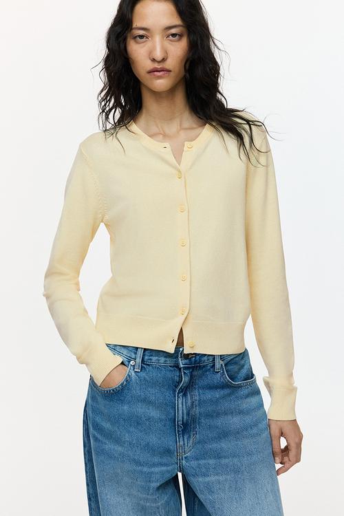 Fine-knit cardigan - light yellow