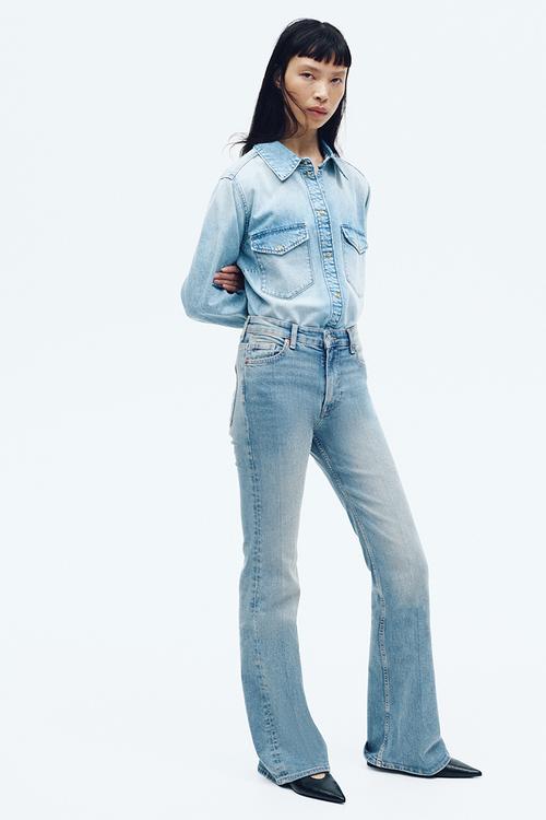 Flared high jeans - light denim blue