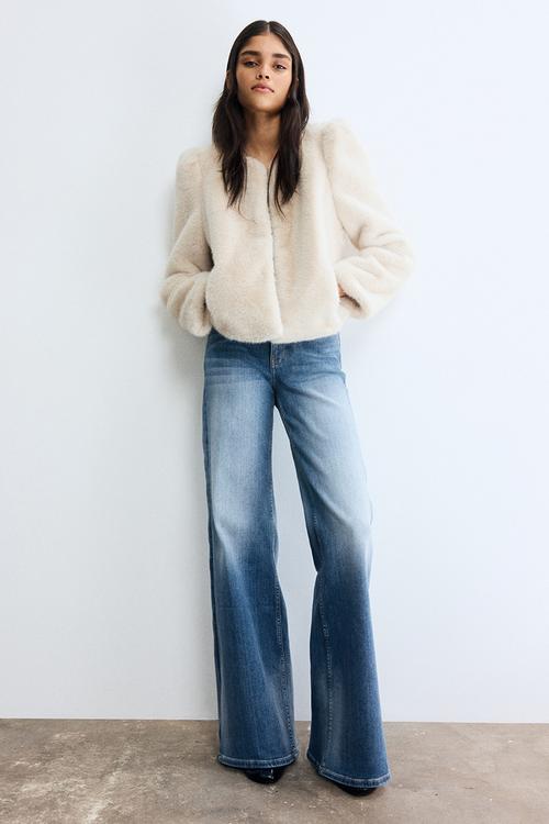 Wide high jeans - washed denim blue