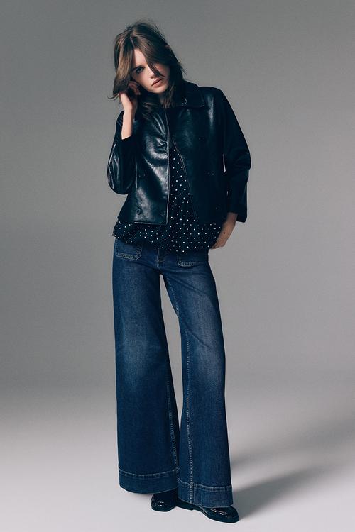Wide high waist jeans - navy denim blue