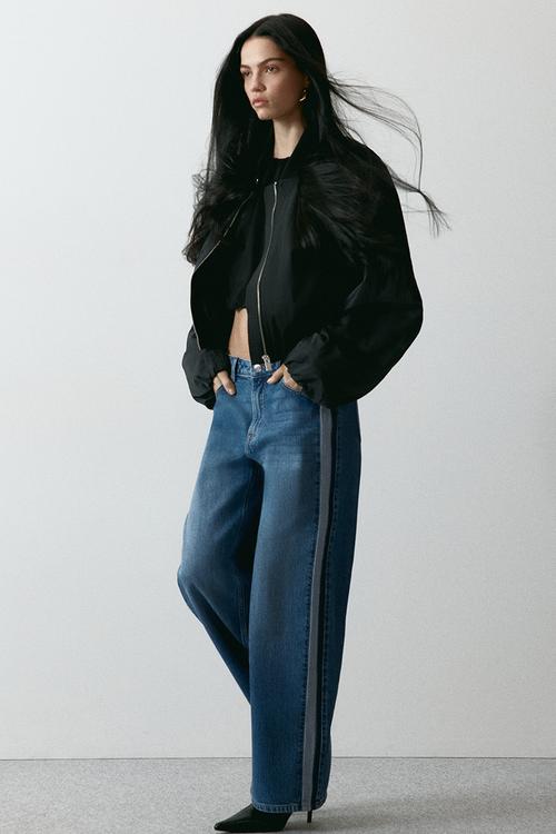 Wide regular side-striped jeans - denim blue/dark blue