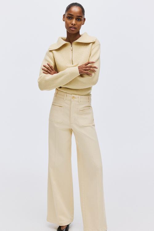 Wide high jeans - pale yellow