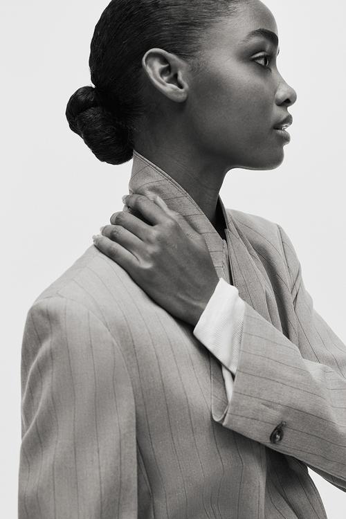 Single-breasted blazer - beige/pinstriped
