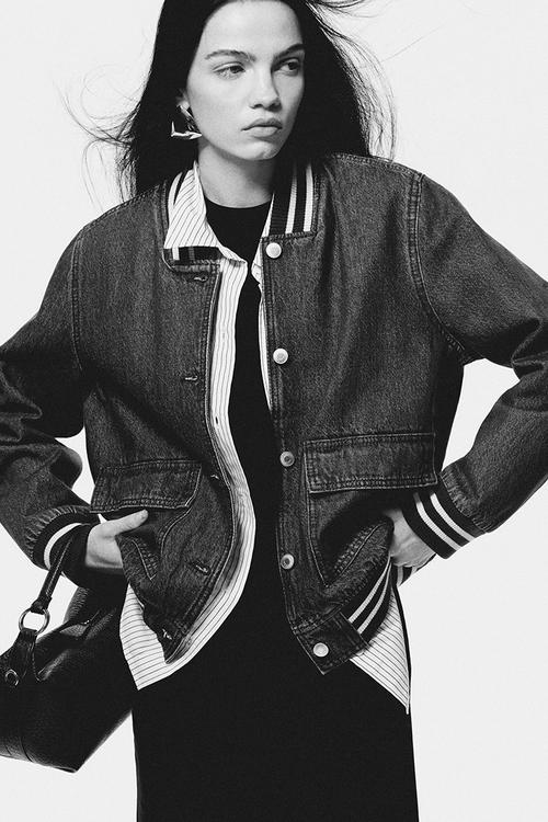 Denim baseball jacket - dark denim blue