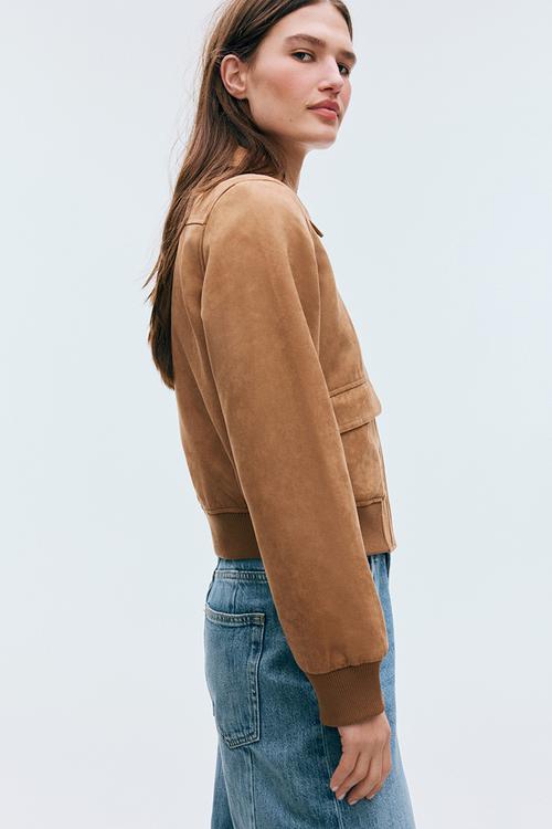 Collared bomber jacket - dark beige