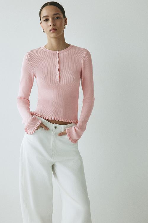 Rib-knit top - pink
