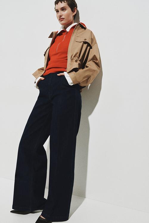 Wide high waist jeans - navy denim blue