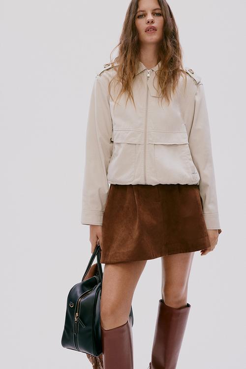Collared twill jacket - light beige