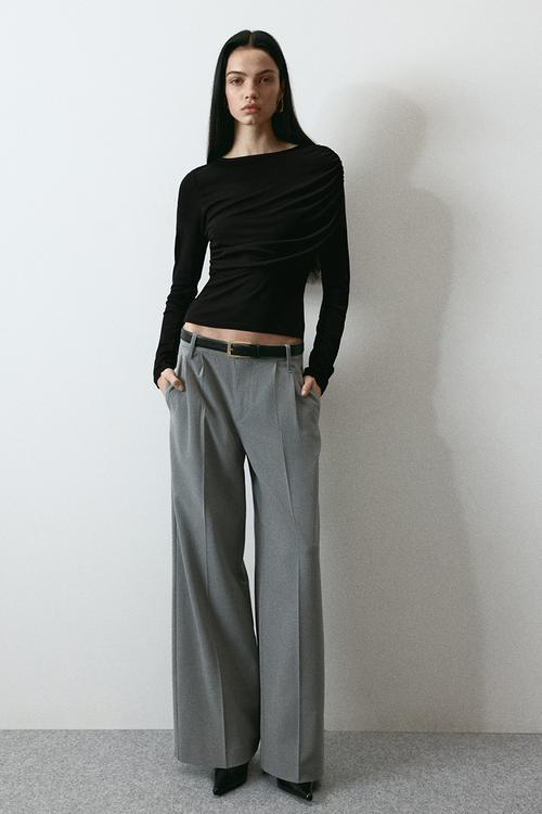 Draped viscose top - black