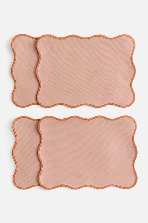 4-pack water-repellent place mats - light pink/terracotta