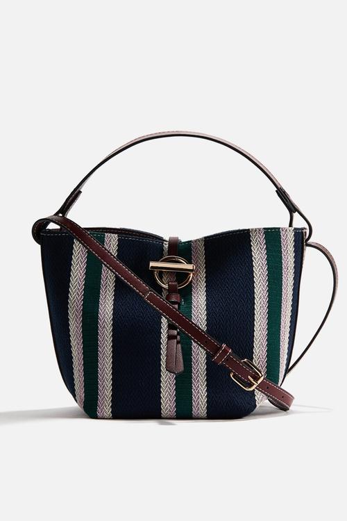 Bucket bag - navy blue/striped