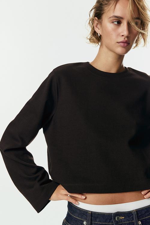 Short interlock top - dark brown