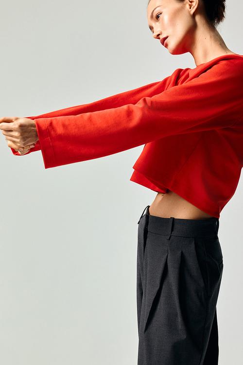 Short interlock top - bright red