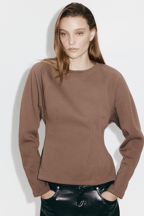 Waisted sweatshirt - dark mole